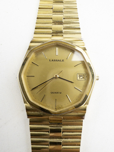 lot 113 image: Mens Lassale Geometric Style Gold Tone Base Metal Quartz Analog watch. New Battery Installed