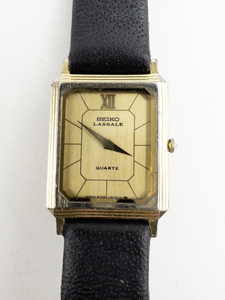 lot 124 image: Ladys Lassale Seiko Black Strap Gold Tone Base Metal Quartz Analog watch. New battery