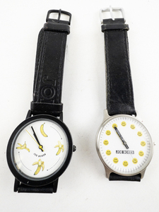 lot 130 image: Mens Joe Boxer Bananas & Smiley Faces Silver Tone Base Metal Quartz Analog  Watches. New Batteries Installed