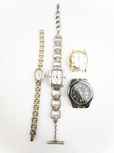 lot 151 image: Group of 4  Timex, Sharp, Elgin, Brighton Silver & Gold Tone Base Metal Quartz Analog watches. New Batteries Installed