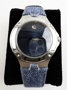 lot B86 image: Mens Movado Sports Edition Denim Band stainless steel Quartz Analog watch. #84 G1 1892 Estimated Replacement Value $600 New Battery Installed