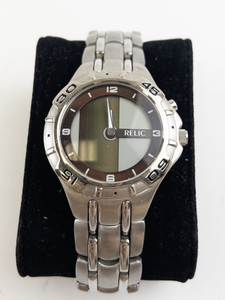 lot 155 image: Mens Relic Led dial with silver rotating bezel silver tone  base metal Quartz Analog watch. New Battery