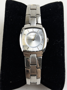 lot 158 image: Ladys Kenneth Cole Light blue toned square dial silver tone stainless steel Quartz Analog watch. New Battery