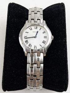 lot 169 image: Ladys Seiko white roman numeral dial silver tone stainless steel Quartz Analog watch. New battery