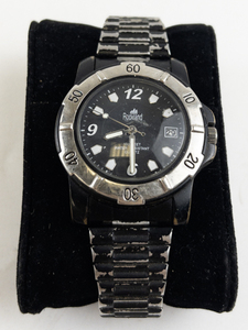 lot 218 image: Mens Rockland black dial with date black tone base metal Quartz Analog watch. new battery