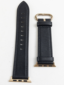 lot 271 image: Black Leather & Rose Tone Apple Watch Strap Band.. 32mm