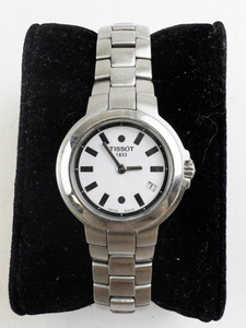 Lady's Tissot White dial stainless with date silver tone stainless steel Quartz Analog watch. New battery
