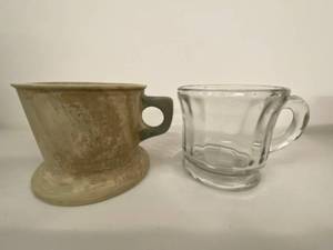 lot 18H image: Pair of Vintage Shaving Mugs - Rubber and Glass