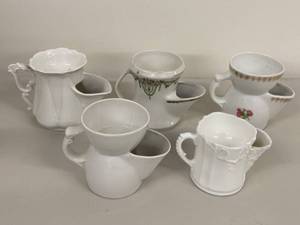 lot 20H image: Antique Porcelain Shaving Mug Collection - Set of 5