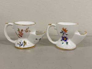 lot 22H image: Set of 2 Vintage Hammersley Bone China Shaving Miniature Scuttles