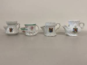 lot 28H image: Set of 4 Vintage Porcelain Shaving Mugs with Assorted Designs