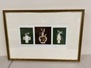 lot 67H image: Francis Tinsley Three Chinese Vases Framed Triple Vase Artwork - Signed & Numbered