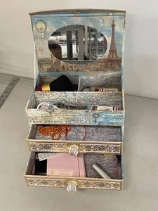 lot 103A image: Decorative Jewelry Box with Parisian Map and Mirror