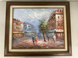lot 119A image: Vintage Paris Oil on Canvas Painting Signed by Artist
