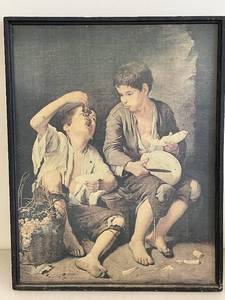 lot 120A image: Framed Vintage Art Print of Two Boys