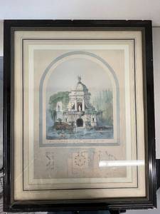 lot 124A image: Framed Architectural Artwork with Napoleon Monument Design