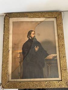 lot 130A image: Framed Antique Portrait with Ornate Gold Leaf Frame
