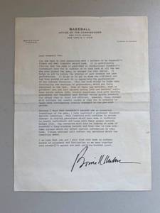 lot 29G image: Official 1970s Bowie K. Kuhn Baseball Letter with Signature - NO COA, SEE PHOTOS