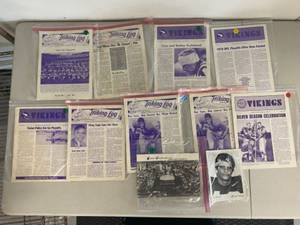 lot 62G image: Collection of Vintage Minnesota Vikings Viking Log Newsletters and Memorabilia