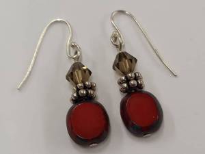 lot 19Y image: Sterling Silver Gemstone Dangle Earrings