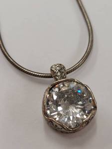 lot 34Y image: Sterling Silver Crystal Pendant Necklace