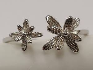 lot 36Y image: Beautiful Sterling Silver Floral Design Adjustable Ring