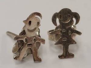 lot 42Y image: 925 Sterling Silver Boy and Girl Earrings