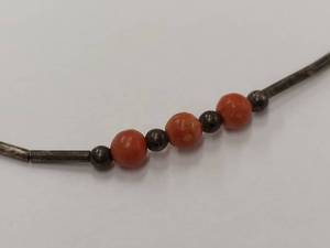 lot 45Y image: Elegant Sterling Silver Necklace with Coral Beads