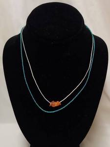 lot 46Y image: Sterling Silver Double-Strand Necklace with Stones