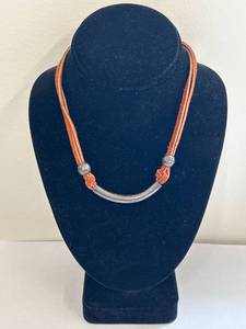 lot 67Y image: Sterling Silver and Leather Necklace Artisan Design