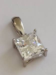 lot 76Y image: Sterling Silver Square CZ Pendant