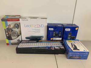 lot 26A image: Mixed Electronics Lot DVD Player, Phone, Light Bar