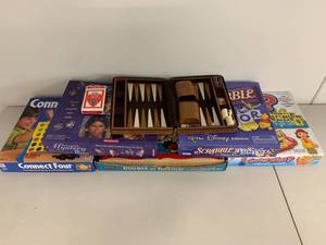 lot 55A image: Family Board Game Set & Leather Backgammon