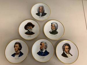 lot 61A image: Gold Trim Composer Collector Porcelain Plate Set