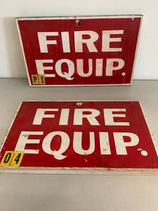 lot 65A image: Vintage FIRE EQUIP. Signs - Collectible Decor