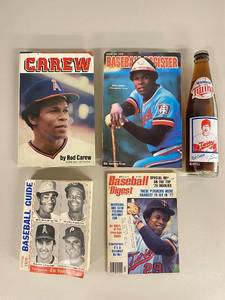lot 54G image: Rod Carew Baseball Memorabilia Collection with Books and Collector Bottle