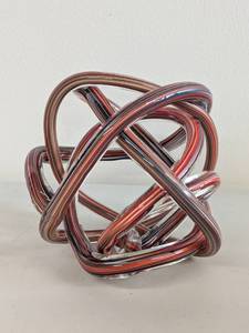 lot 42H image: Multicolor Glass Ribbon Sculpture with Intricate Design