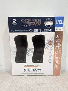 lot 47 image: COPPER FIT ELITE COMPRESSION KNEE SLEEVE WITH AIRFLOW TECHNOLOGY LXL