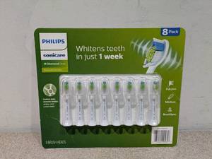lot 55 image: NEW PHILIPS SONICARE DIAMOND CLEAN BRUSH HEADS 8 PACK