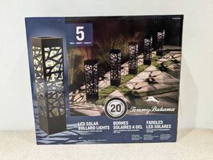 lot 85 image: 5PK. TOMMY BAHAMA LED SOLAR BOLLARD LIGHTS