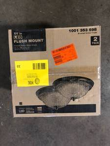 lot 33 image: 11 in. Brushed Nickel LED Flush Mount (2-Pack)  Customer Returns See Pictures