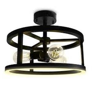 Feit Electric Katalyst 15 in. 3-Light Matte Black Color Choice Selectable CCT LED with Night Light Semi-Flush Mount Ceiling Light  Customer Returns See Pictures