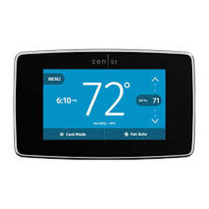 lot 31 image: Emerson Sensi Touch 7-day Programmable Wi-Fi Smart Thermostat with Touchscreen Color Display, C-wire Required - Black   Customer Returns See Pictures