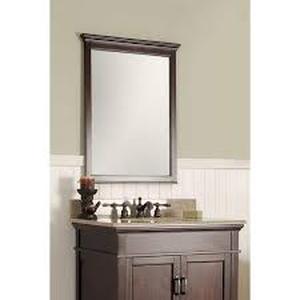 lot 37 image: Home Decorators Collection Ashburn 24 in. W x 31 in. H Rectangular Wood Framed Wall Bathroom Vanity Mirror in Mahogany  Customer Returns See Pictures