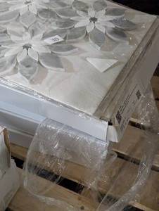 lot 30 image: Soho Studio MJ Rain Flower-Bardiglio Nouvelato, White Carrara w Black Jade Dot Floral Tile (20.57 Sq Ft)
