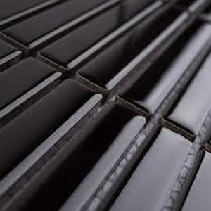 lot 25 image: Porcetile Glossy Black 11.2 in. x 11.91 in. Stacked Porcelain Mosaic Wall and Floor Tile (9.3 sq. ft.)