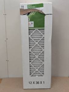 lot 64 image: 12  Pack - 12 in. x 36 in. x 1 in. Standard Pleated Air Filter FPR 5, MERV 8