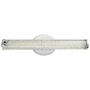 lot 24 image: Home Decorators Collection Sibley 24 in. 1-Light Chrome LED Dimmable Bathroom Vanity Light Bar with Clear Glass and Clear Crystals, Bulb IncludedCustomer Returns See Pictures