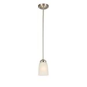 lot 40 image: Lot of Hampton Bay Helena 4.7 in 1-Light Brushed Nickel Mini Pendant with Frosted Glass Shades Customer Returns See Pictures