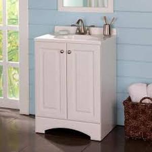 Glacier Bay 31 in. Single Sink White Bath Vanity with White Cultured Marble Top (Assembled) Customer Returns See Pictures
